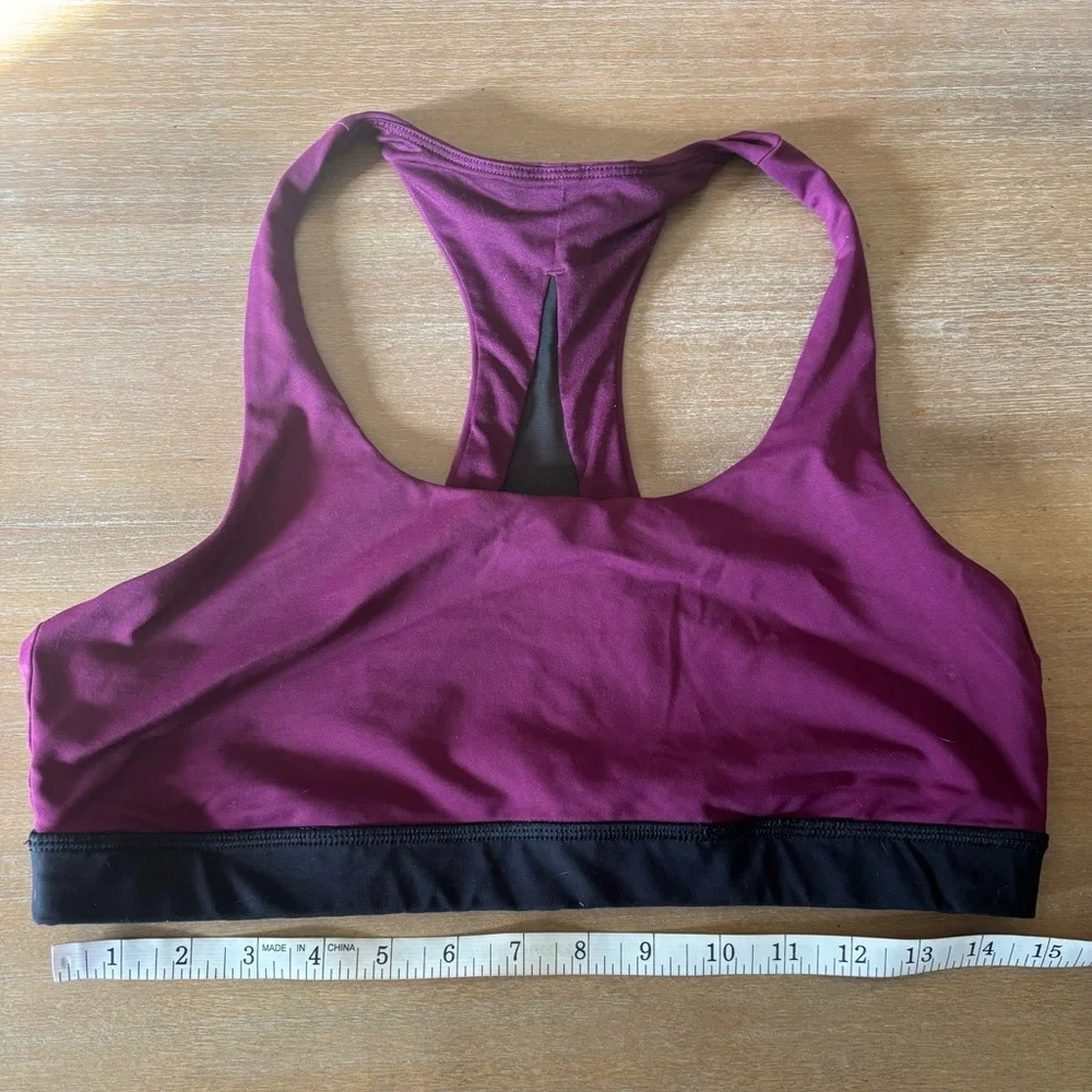 Lululemon Invigorate Sports Bra in Marvel Berry Black Combo, Mesh Inset, Size 12